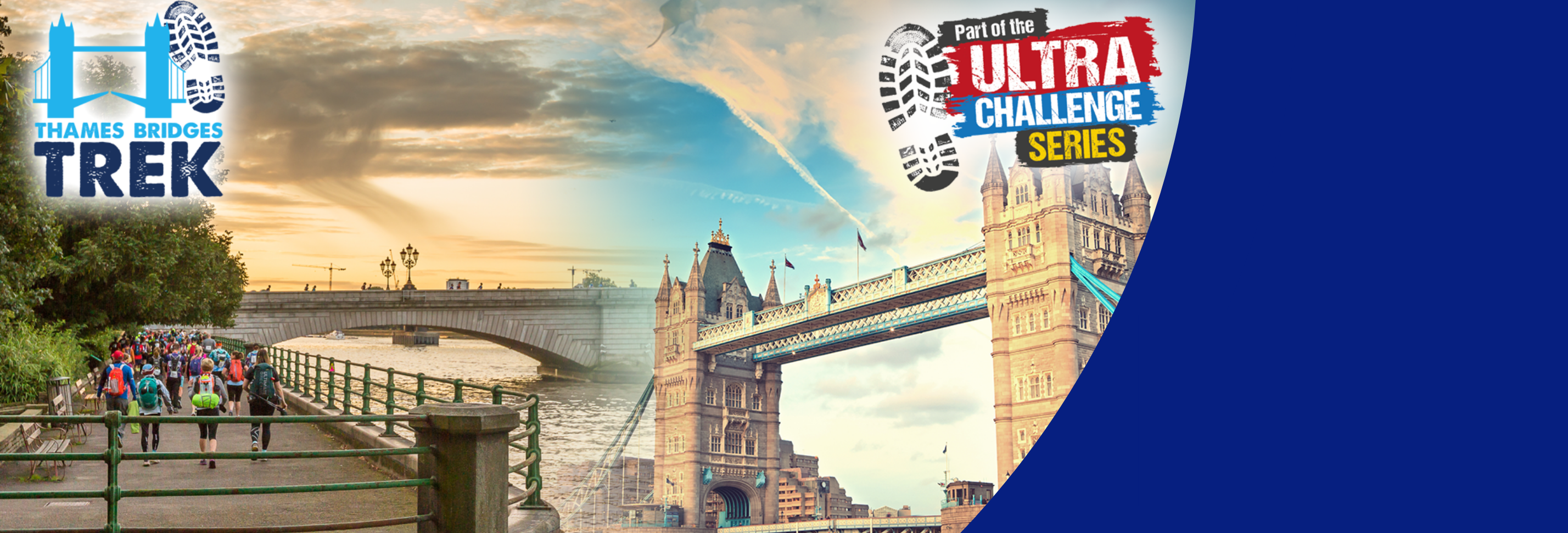 Image shows challengers running past Tower Bridge