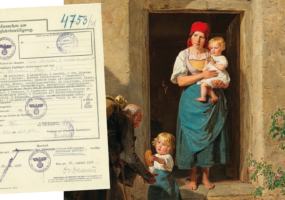 the Blinda Beggar painting with a Nazi document staking ownership